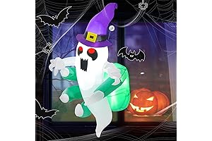 Tangkula Halloween Window Breaking Inflatable Ghost with LED Light