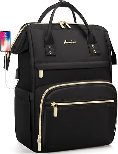 Miniatura 9 de Bolsas para laptop para mujer, mochila para enfermera mochila para profesores de 15.6 pulgadas con puerto USB, mochila casual antirrobo, bolsa de