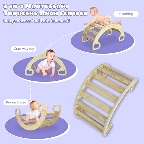 Miniatura 2 de Babion Arco de escalada, juguetes de escalada para niños pequeños, juguete mecedor de madera para escalador de arco para niños, gimnasio de selva