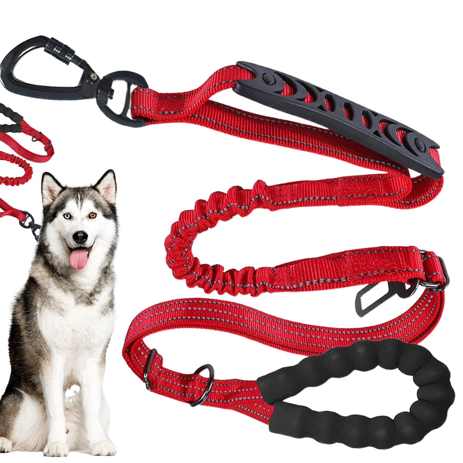 Anti Pull Dog Lead, Bungee Dog Lead, Soft Handle Dog Training Rope, Dog Walking Rope, Adjustable Dog Lead Shock Absorber Large Dog