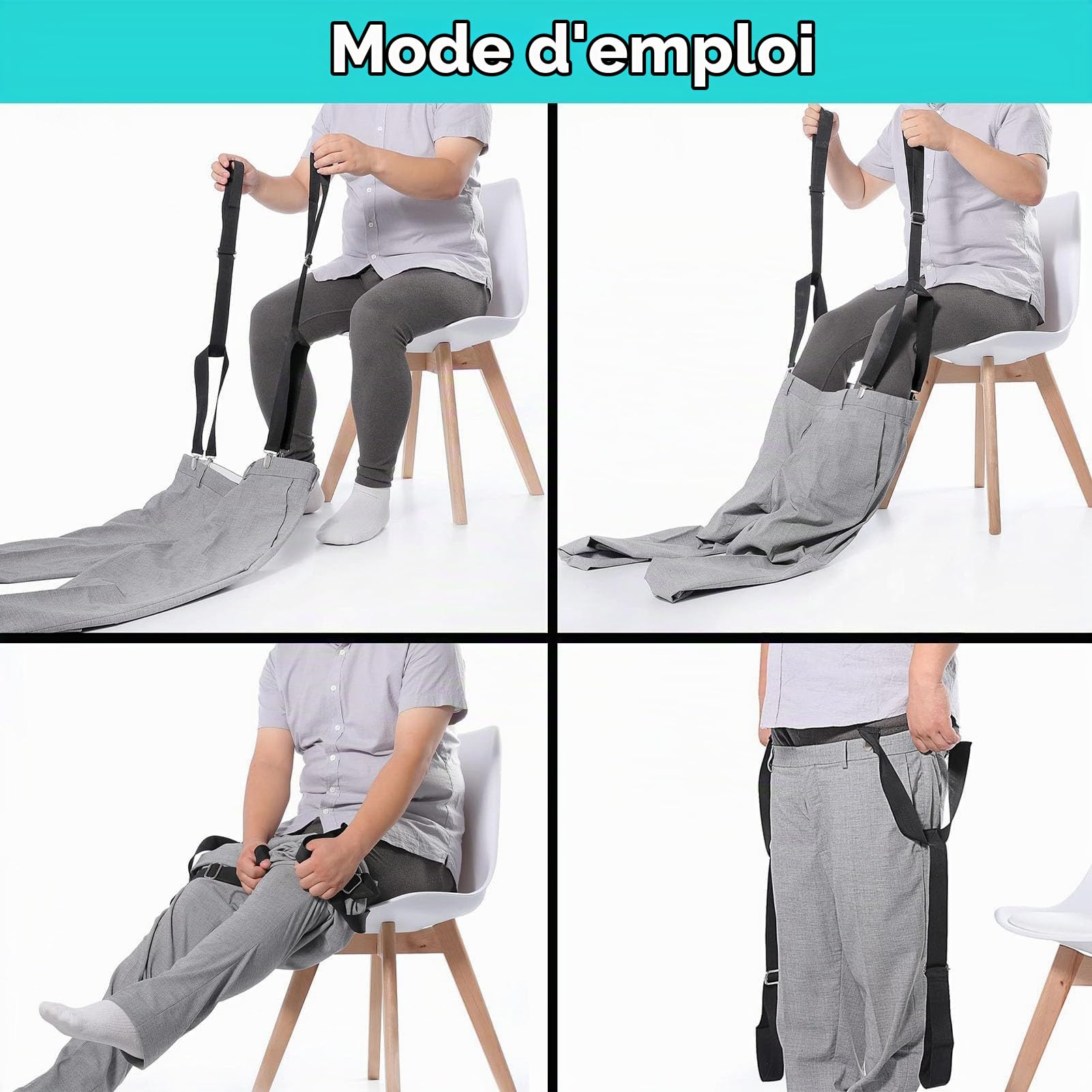 2 pièces aide à l'habillage à pince en métal, aides à l'habillage réglables pour remonter les pantalons pour handicapés, personnes âgées, personnes âgées, femmes enceintes et
