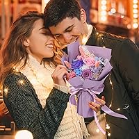 Vista 4 de Forever Roses Bouquet - Ramo de rosas preservadas hechas a mano, regalo para mujeres, dura de 1 a 3 años, perfecto para San Valentín, mamá