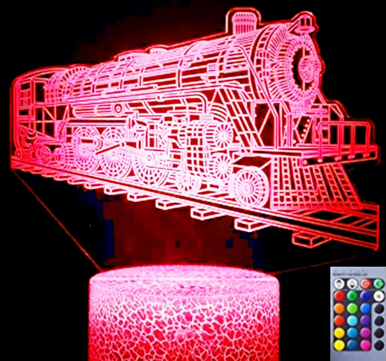 3D Train Night Light Optical Illusion Led Lamp 16 Colors Changing Birthday Xmas Gift for Boys and Girls Kids Children Room Decor