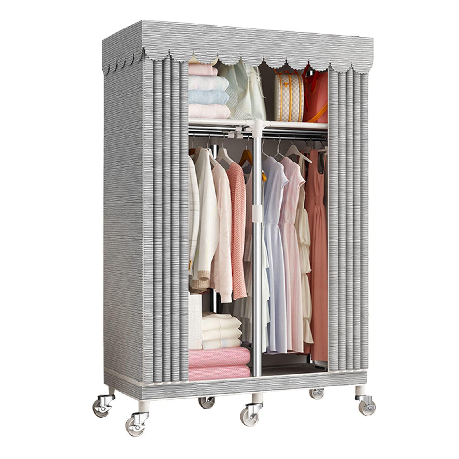 UYSELA Armadio Pieghevole in Tessuto,Armadio Portatile in Tessuto,Armadio organizzatore per Armadio,Guardaroba con aste Appendiabiti,C-85x45x170cm