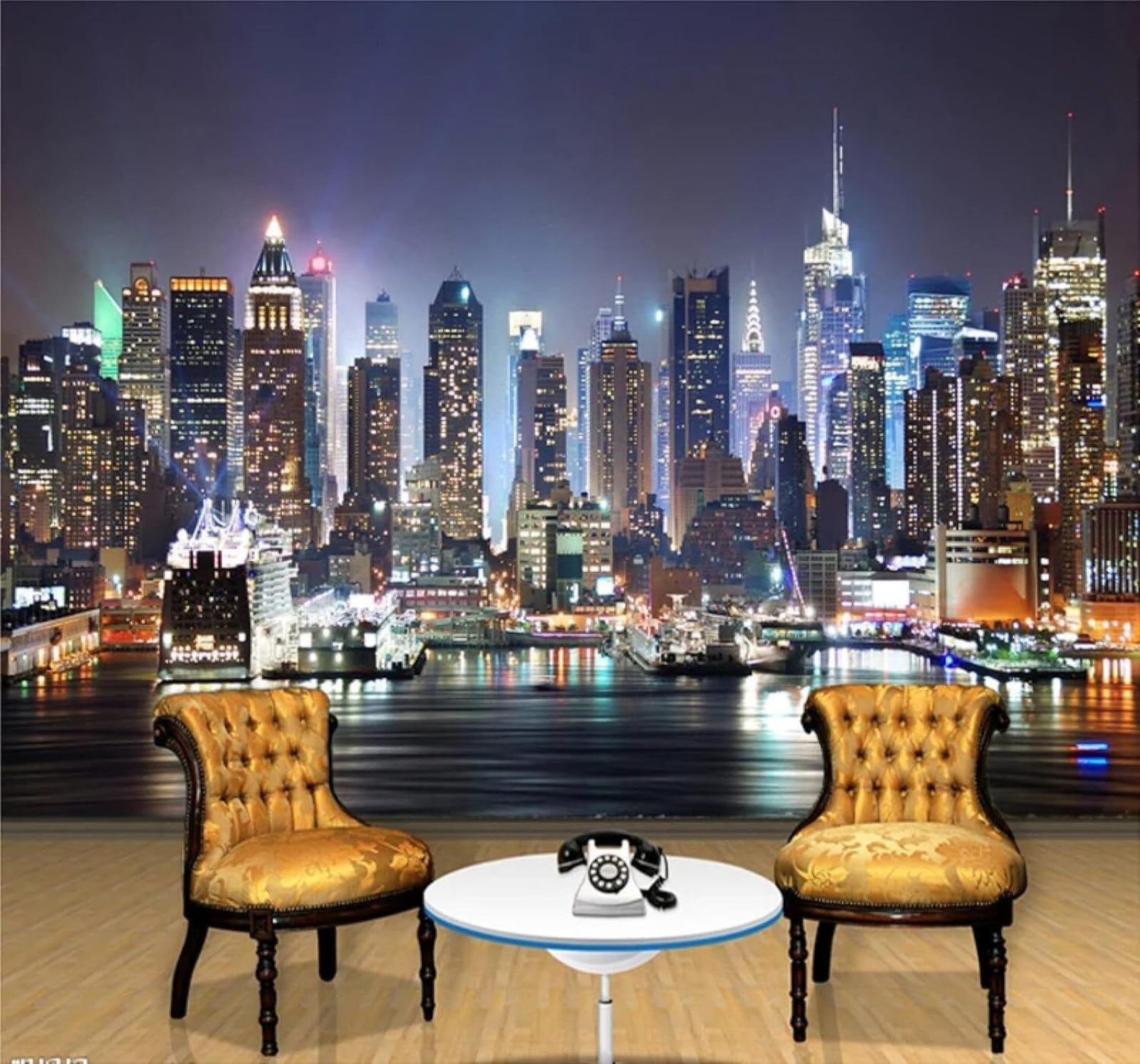 XLMING Beautiful Three Dimensional City Architecture River Night View 3D Wallpaper Premium Textured Silk Study Dining Living Room Bedroom Sofa TV Wall Easy Install-200cm×140cm