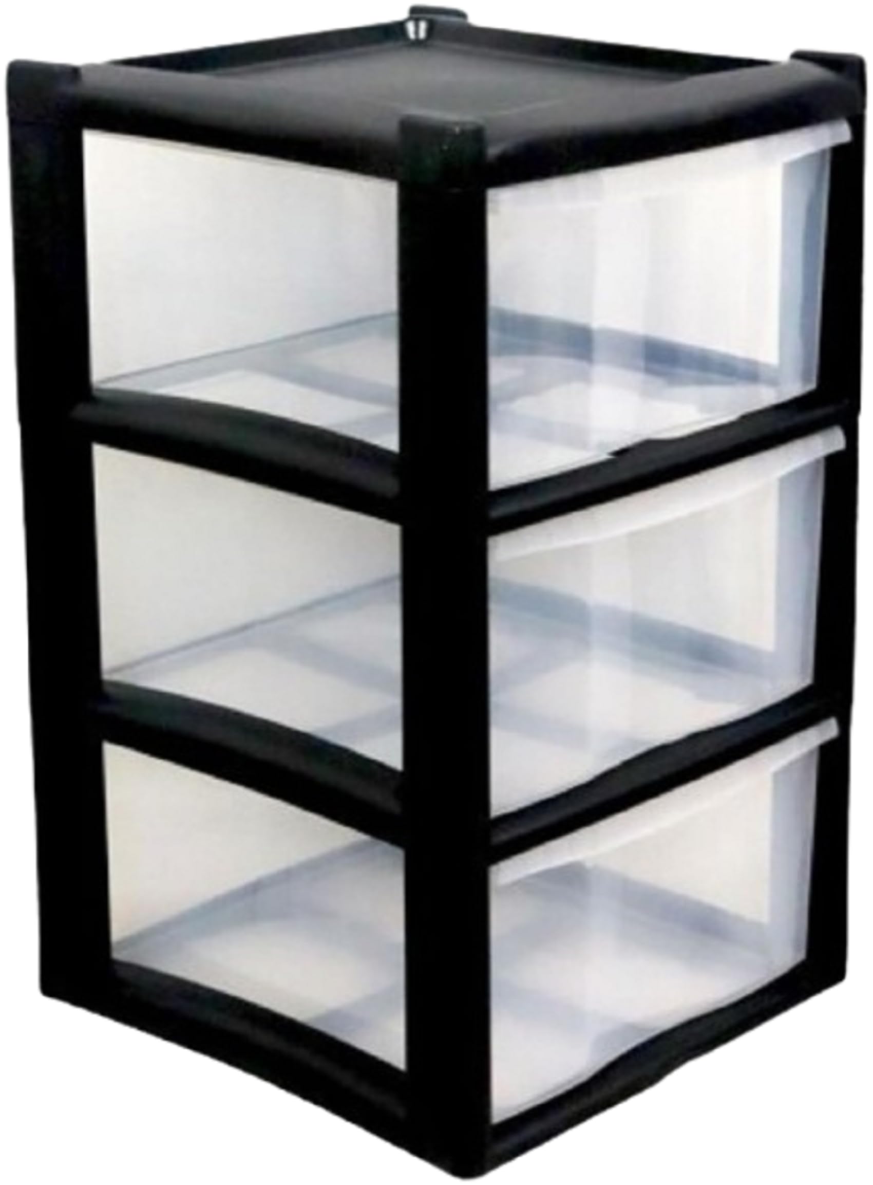 Khanary Black Plastic Storage Drawer-3 Tier | Large Plastic Chest Tower | Draw For Homes Kitchen Schools Offices, Stationary, Art Supplies, Bath Items, Seasonal Holiday Decorations- /Clear