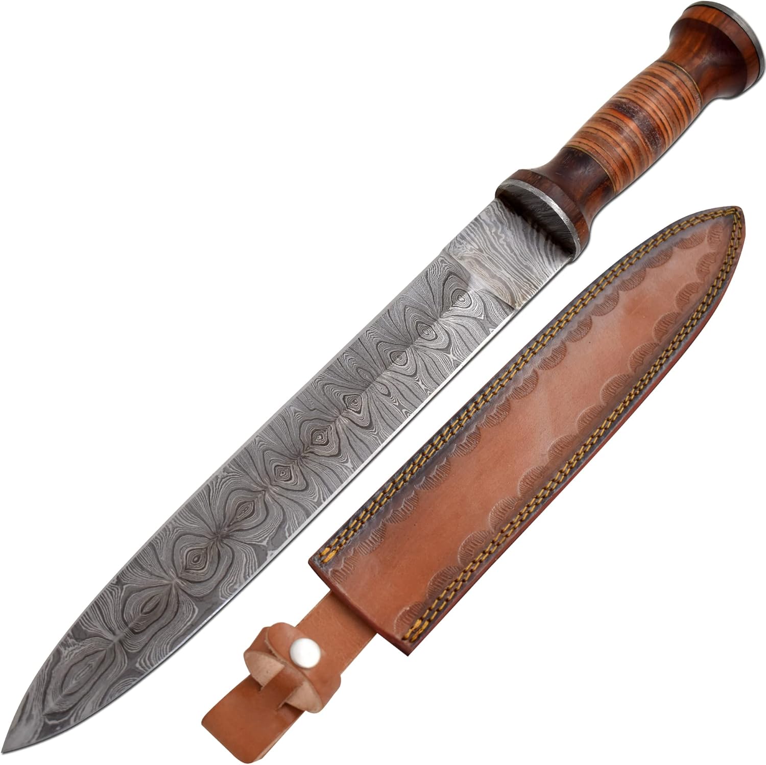 Wild Turkey Handmade Real Damascus Mini Sword Solid Doller Sheet Handle, Silver