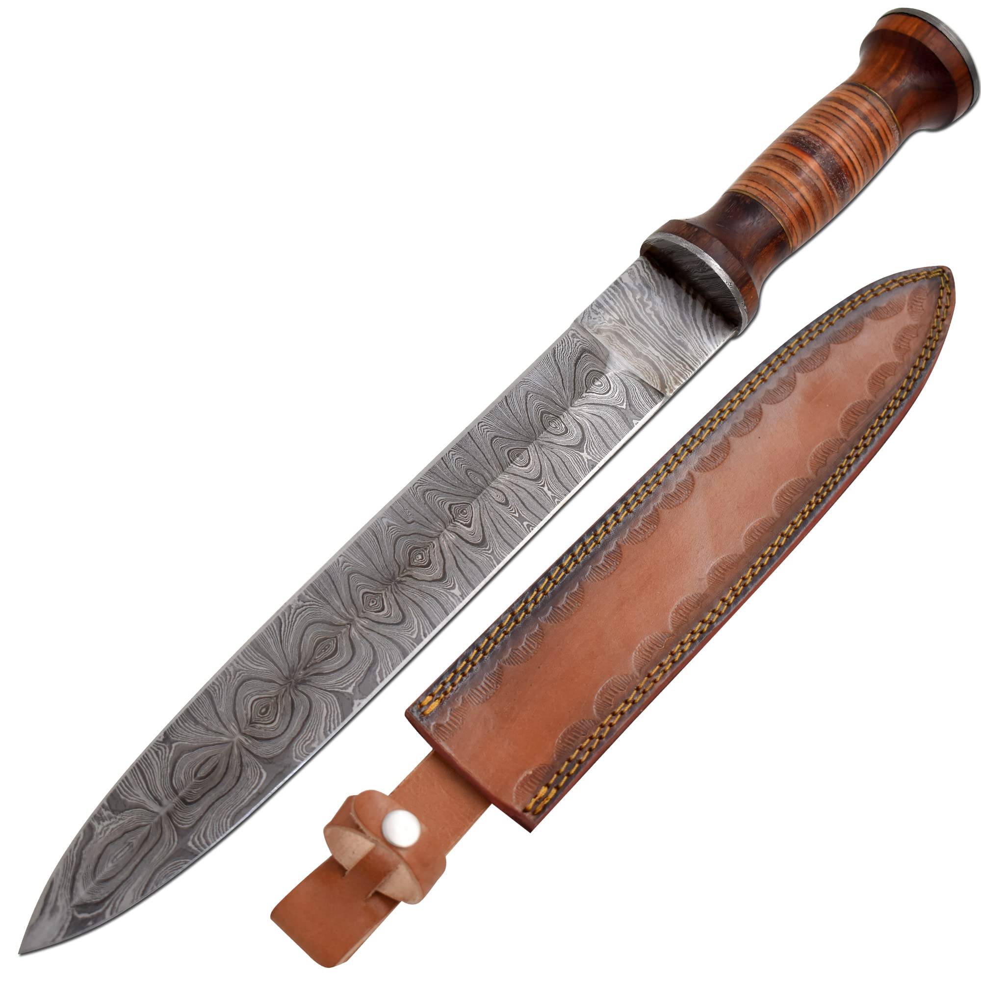 Wild Turkey Handmade Real Damascus Mini Sword Solid Doller Sheet Handle, Silver