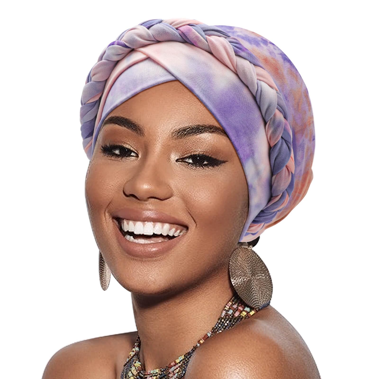 DRESHOW Turban Pre-Tied Twisted Hat Thread African Head Wraps for Black Women Chemo Cancer Cap Braid Hair Cover