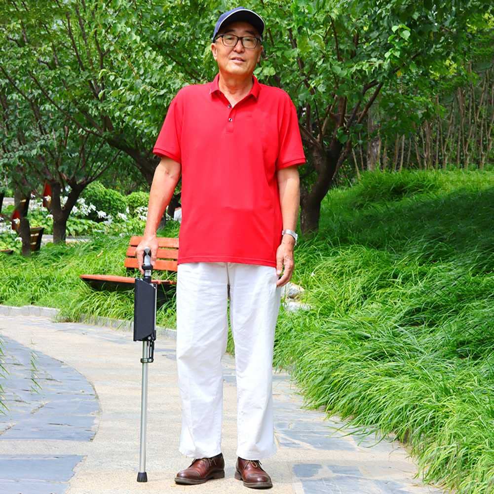 Bastone da Passeggio con Sedile, Aiuto Stampella con treppiede per Disabili Anziani, Sedile Pieghevole Canna, Lega di Alluminio, Caricamento Statico 100Kg