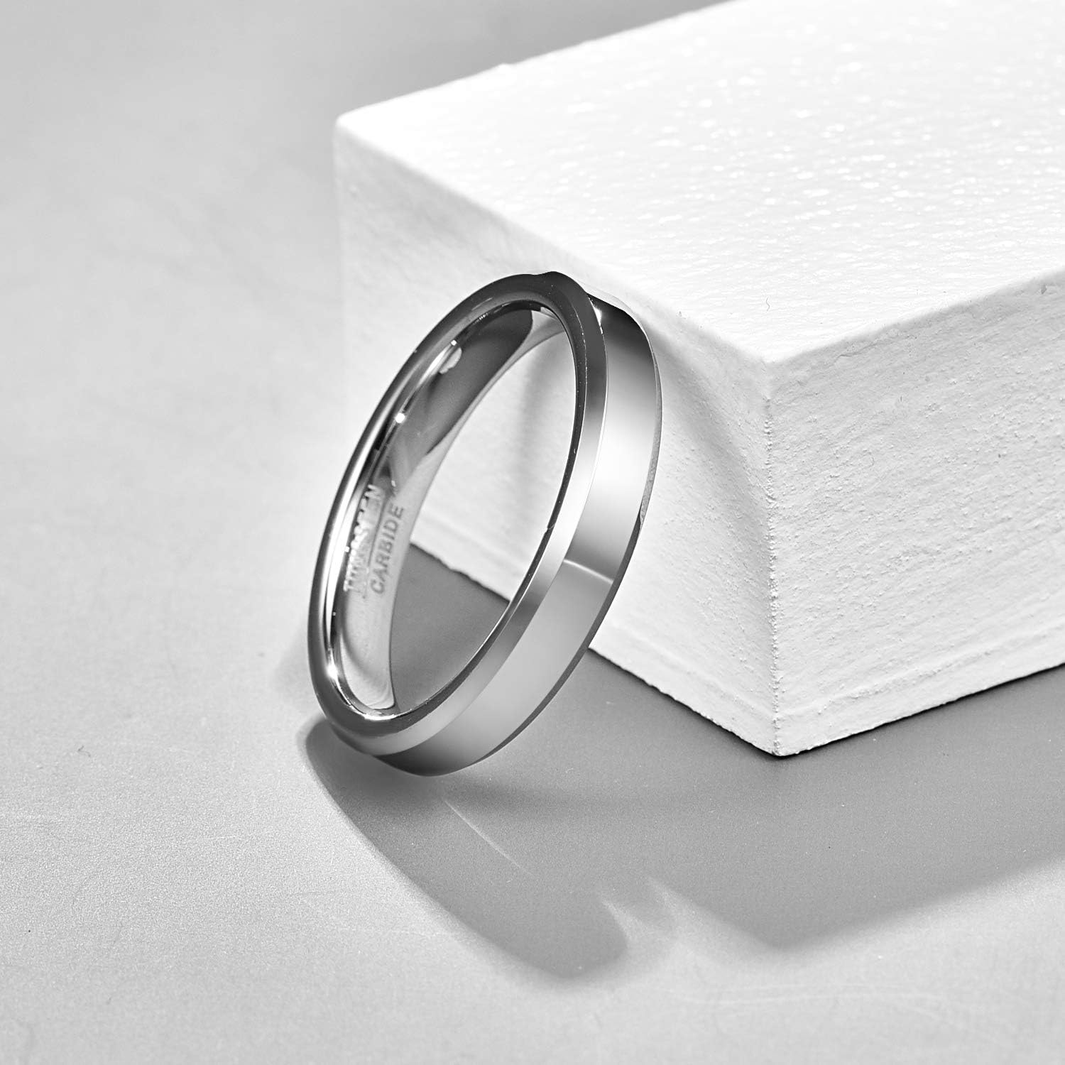 Vakki Tungsten Ring for Men 4mm 6mm 8mm Silver Plain Engagement Wedding Band High Polish Finish and Beveled Edges Comfort Fit Size 5-12 - Image 3