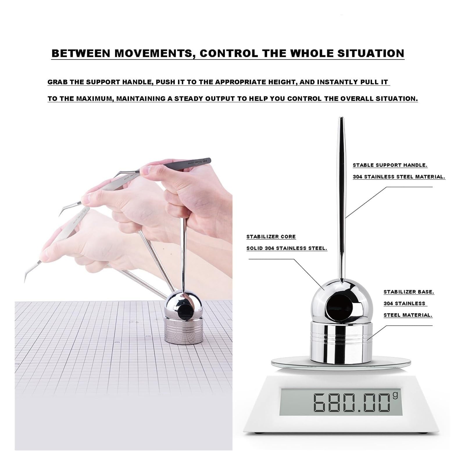Stabilizzatore for mani for modellismo, ruota orizzontalmente di 360° e verticalmente di 210°, modello di stabilizzatore for mani di precisione, riduce efficacemente il tremore delle mani