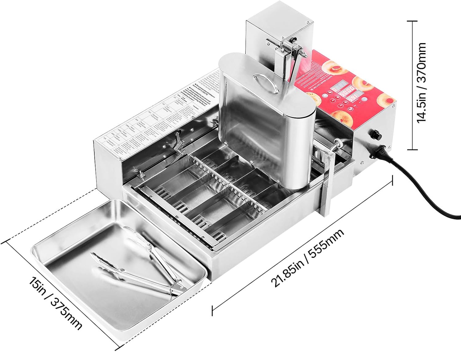 Happybuy Commercial Automatic Donuts Machine: 4-Row, High-Powered Doughnut Maker! Produces 240 PCS/HOUR. Equipped with Intelligent Control and Made of Stainless Steel