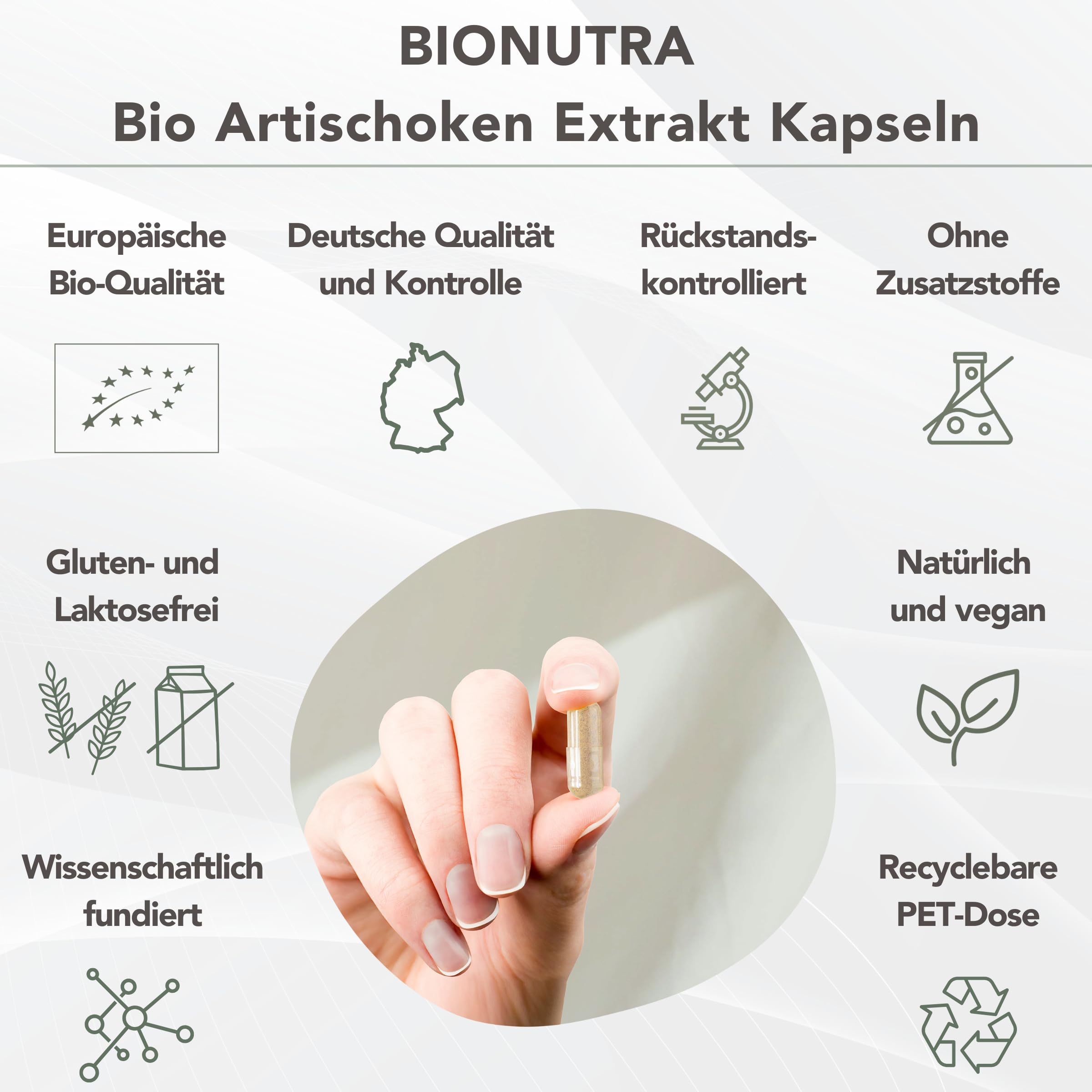 BIONUTRA Bio Artischockenextrakt Kapseln, 270 Stk. à 700 mg, 2,5% Cynarin | wässrige Extraktion aus französischen Artischockenblättern, rückstandskontrolliert, ohne Zusätze, vegan, deutsche Herstellung