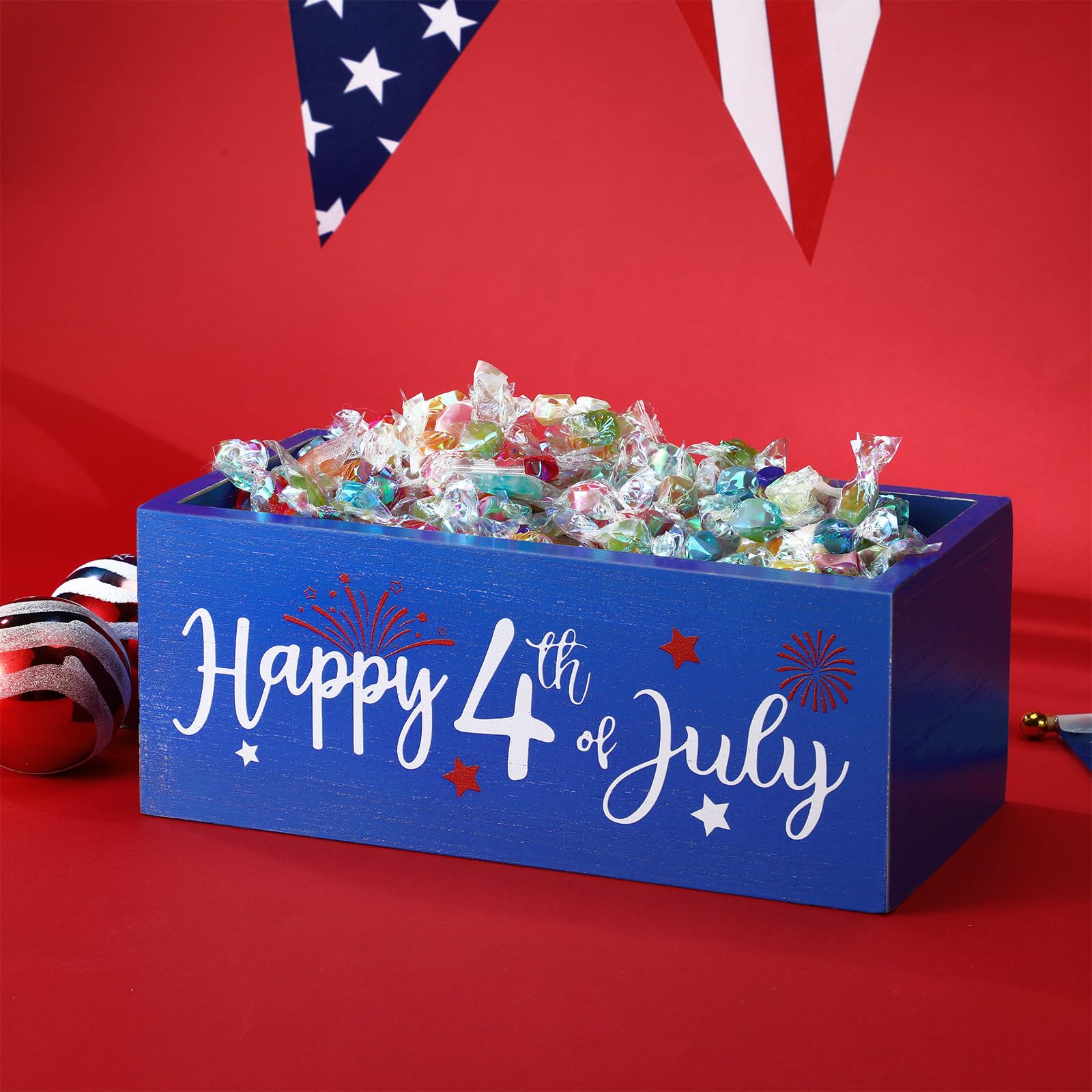 FoszaSzept Patriotic 4th Of July Candy Dish, Independence Day Mini Ceramic Candy Bowl Tiered Tray Decor, Snack Serving Bowl Party Favor Desktop Decoration For Home Kitchen Events(American Kiss - View #6