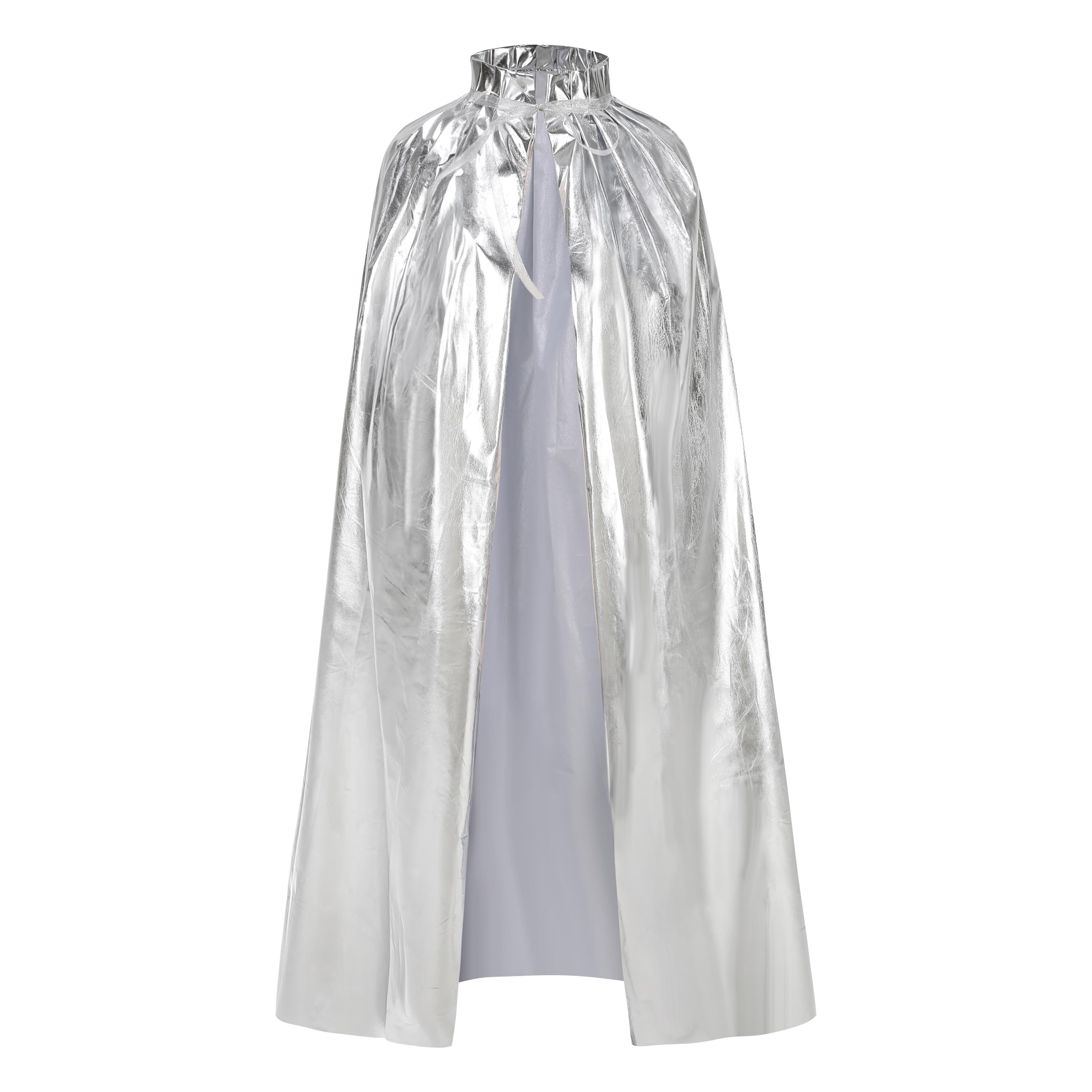 DELIVESS Halloween Carnival St. Patrick's Day Adult Sparkling Gorgeous Round Neck Costume Cloak Suitable For Both Men And Women (45", Silver) — image 1