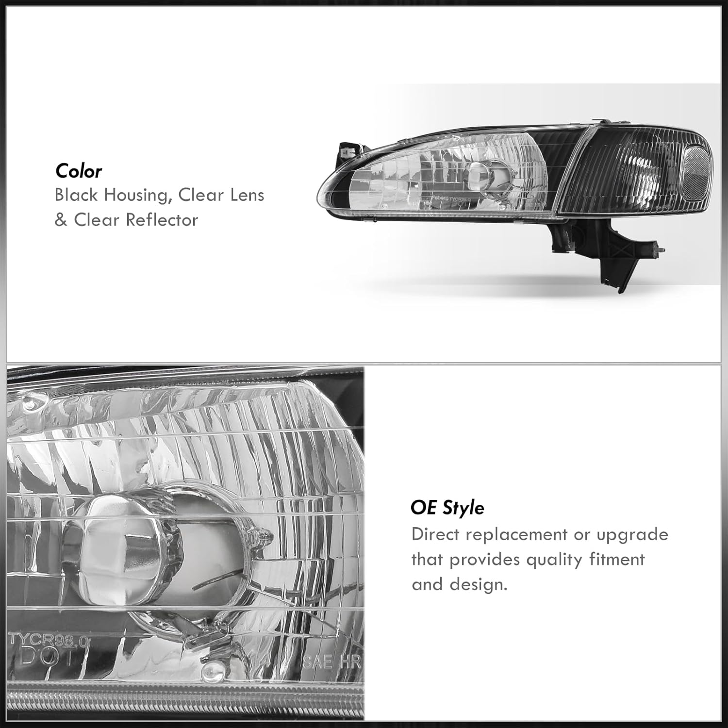 AJP Distributors Black Housing Clear Lens Reflector Signal Bumper Factory Style Headlights Driver Passenger LH RH Assembly Set + Corner Lamps Compatible/Replacement For Corolla 1998 1999 2000 98 99 00