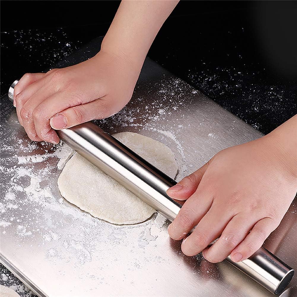 Teigroller aus Edelstahl zum Backen – 40 cm Antihaft-Teigroller für Gebäck, Kekse, Pizza, Fondant und Kuchenkruste, leicht zu reinigen