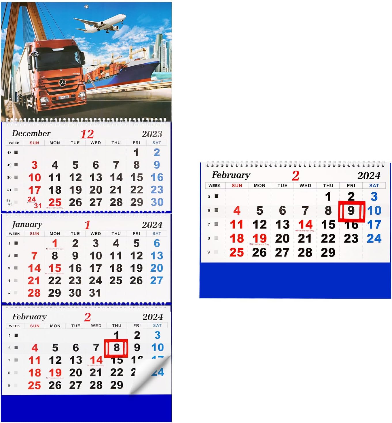 Liitrton Wall Calendar 2025 Calendar 3 Month Display Large wall calendar with Thick Paper 33 x 13 Dec 2024 - Jan 2026 Vertical Calendar Perfect for
