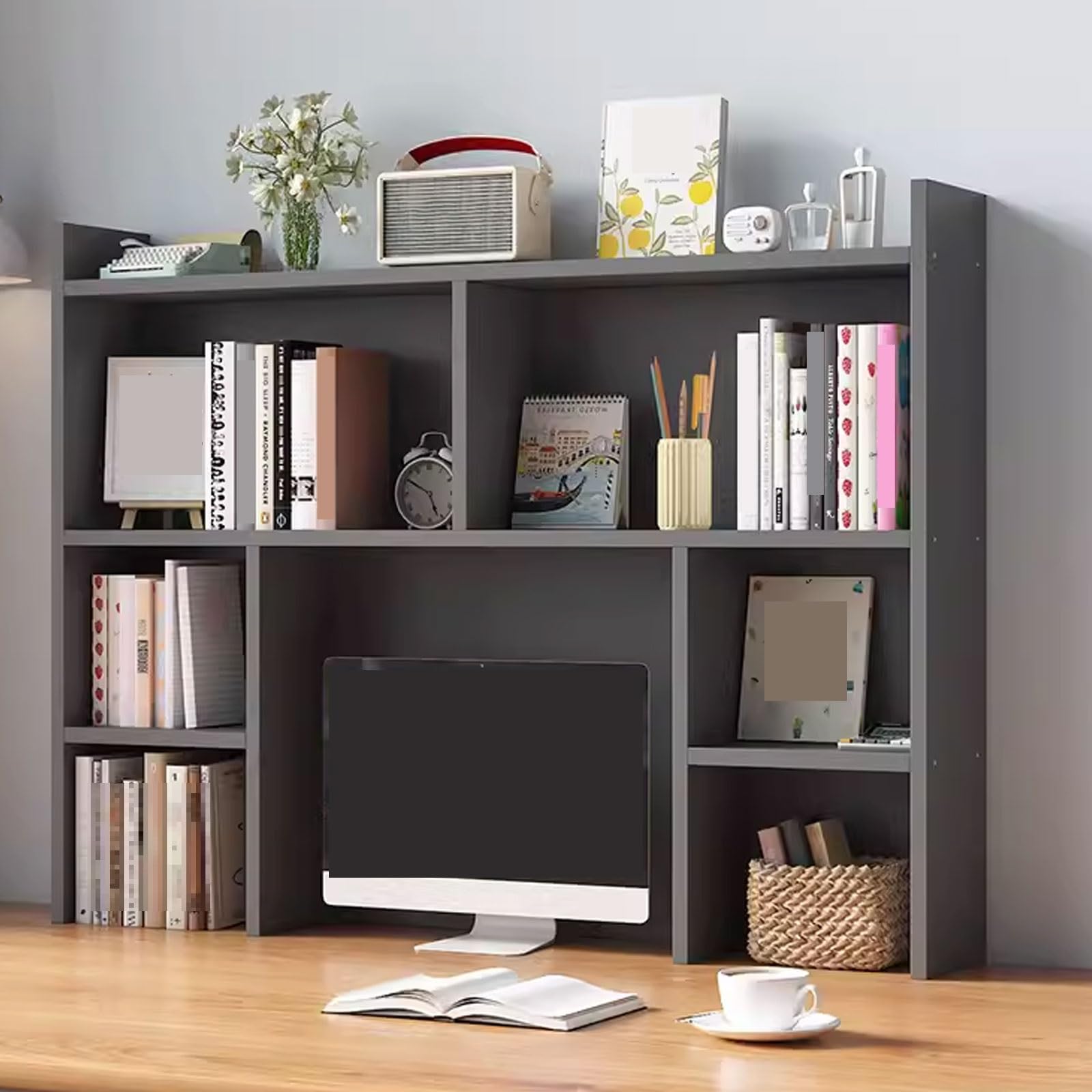 ASerZenith Wooden Desk Nizer With Shelves For Desktop Storage And Organization (Grey 90 * 110Cm)