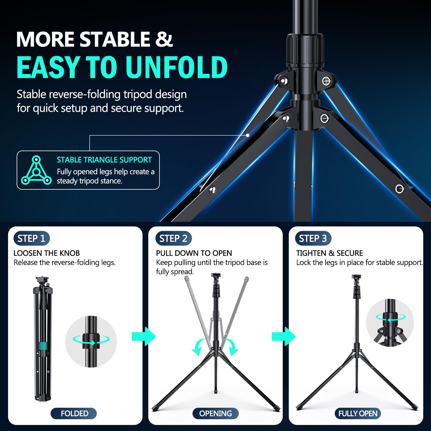UBeesize 14'' Foldable Ring Light with 62'' Tripod Stand and Phone Holder, LED Selfie RingLight for iPhone with Remote, Circl