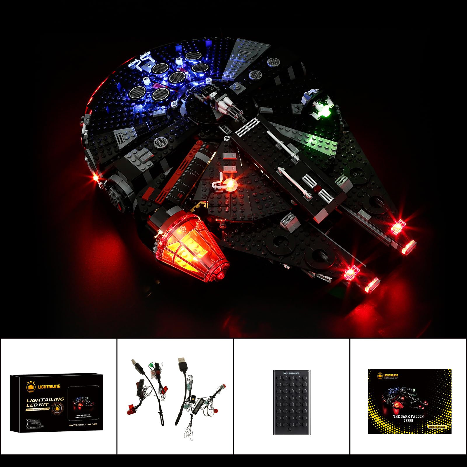 LIGHTAILING Licht-Set Für Lego-75389 Dunkler Millennium-Falke - Led-Beleuchtungsset Kompatibel Mit Lego Bausteinen Modell - Modell Set Nicht Enthalten