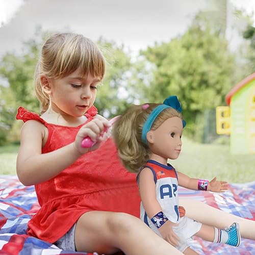 Miniatura 3 de Accesorios de ropa para muñecas de fútbol americano, baloncesto, tenis de 18 pulgadas, mangas cortas, diademas, calcetines, zapatos, raquetas, etc.