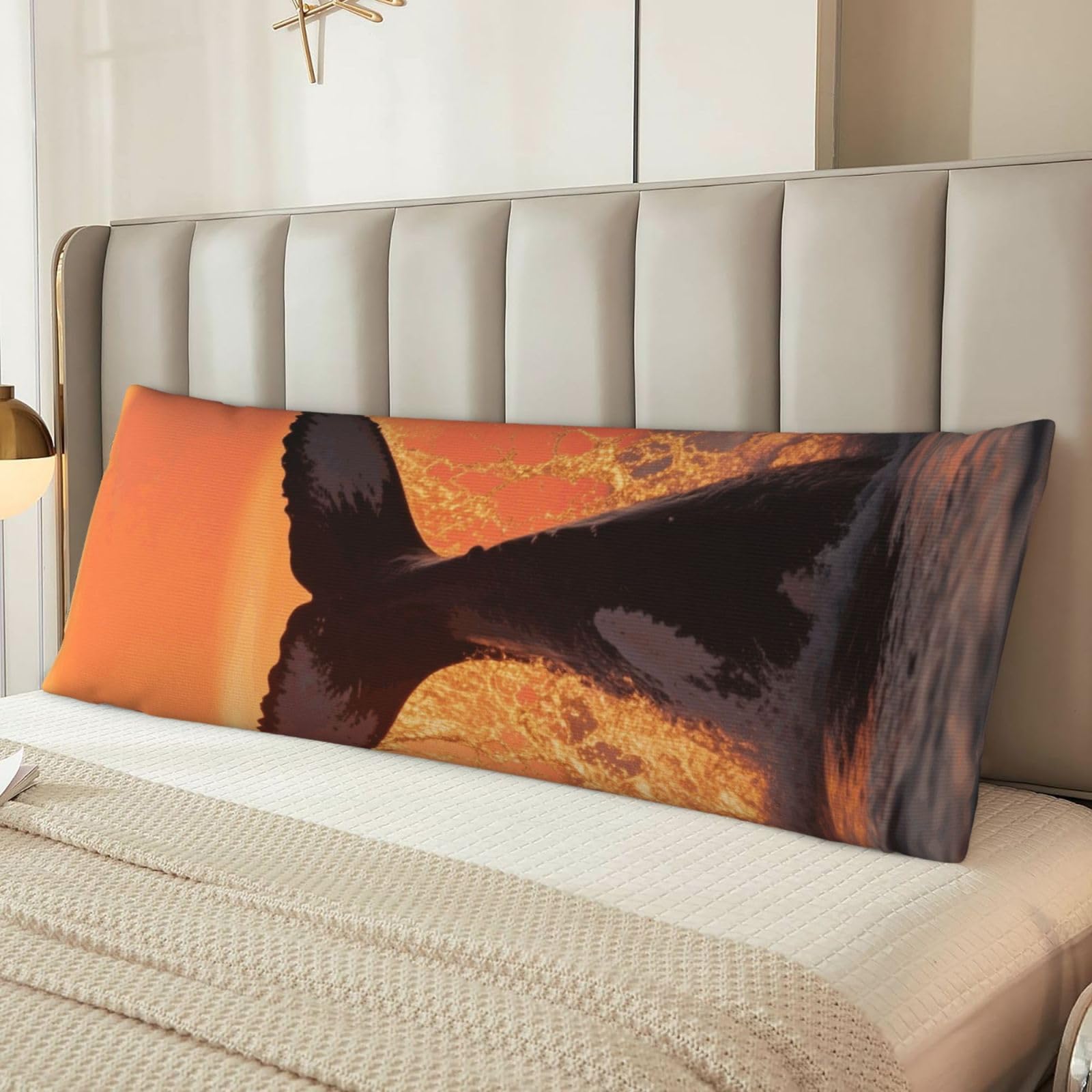 Sunset Humpback Whale Body Pillow Cover with Hidden Zipper 54"X20",Ultra Soft Microfiber Long Pillow Case Decorative Bedding Pillowcase Cushion Cover Cases for Bedroom Couch Sofa,Home Gifts