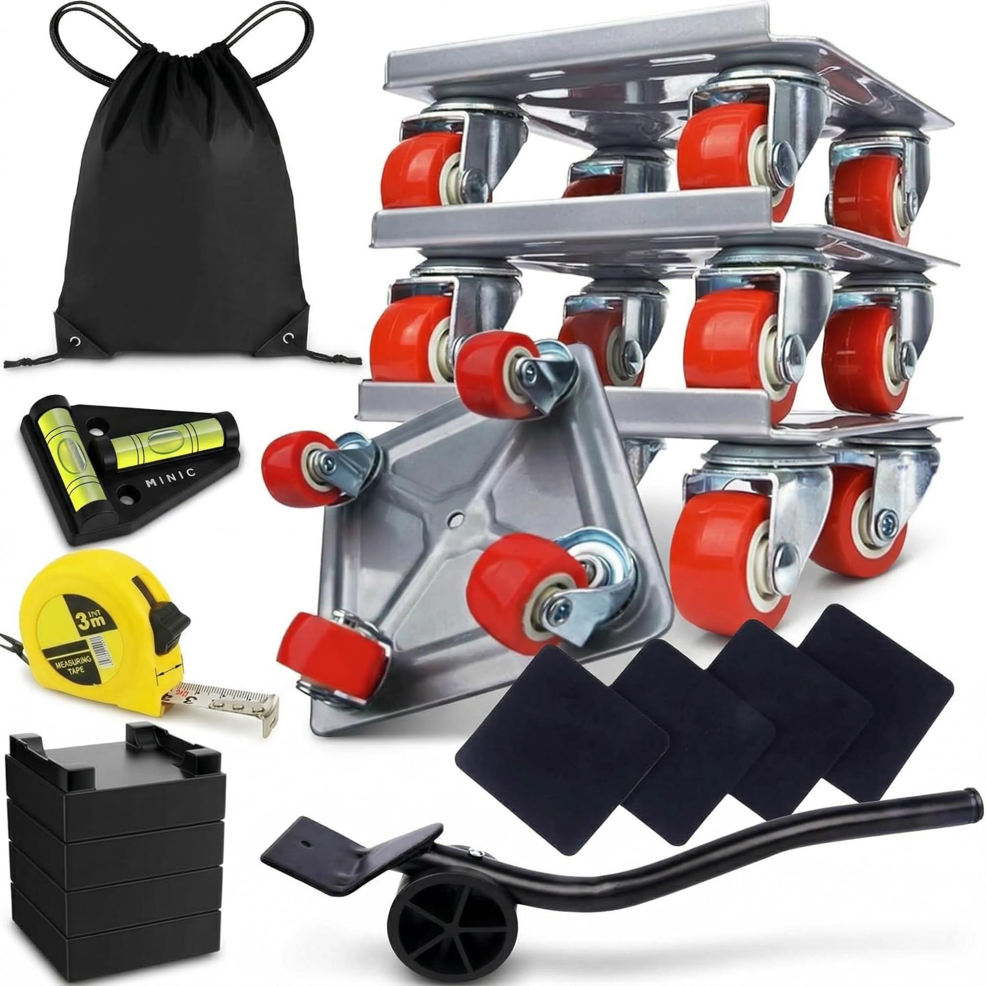 Elevador de Muebles con Ruedas Giratorias 360º Kit Transportador para Mover Muebles Pesados en Casa, Sofás, Lavadoras y Frigoríficos |Mueve Muebles de hasta 1200kg|