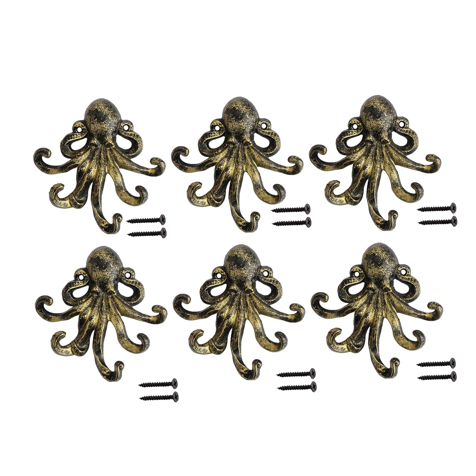Jazuaiao Classical European Iron Octopuses Wall Hook Party Decoration for Keys Jewelry and Small Household Items Storage Retro Octopuses Hook
