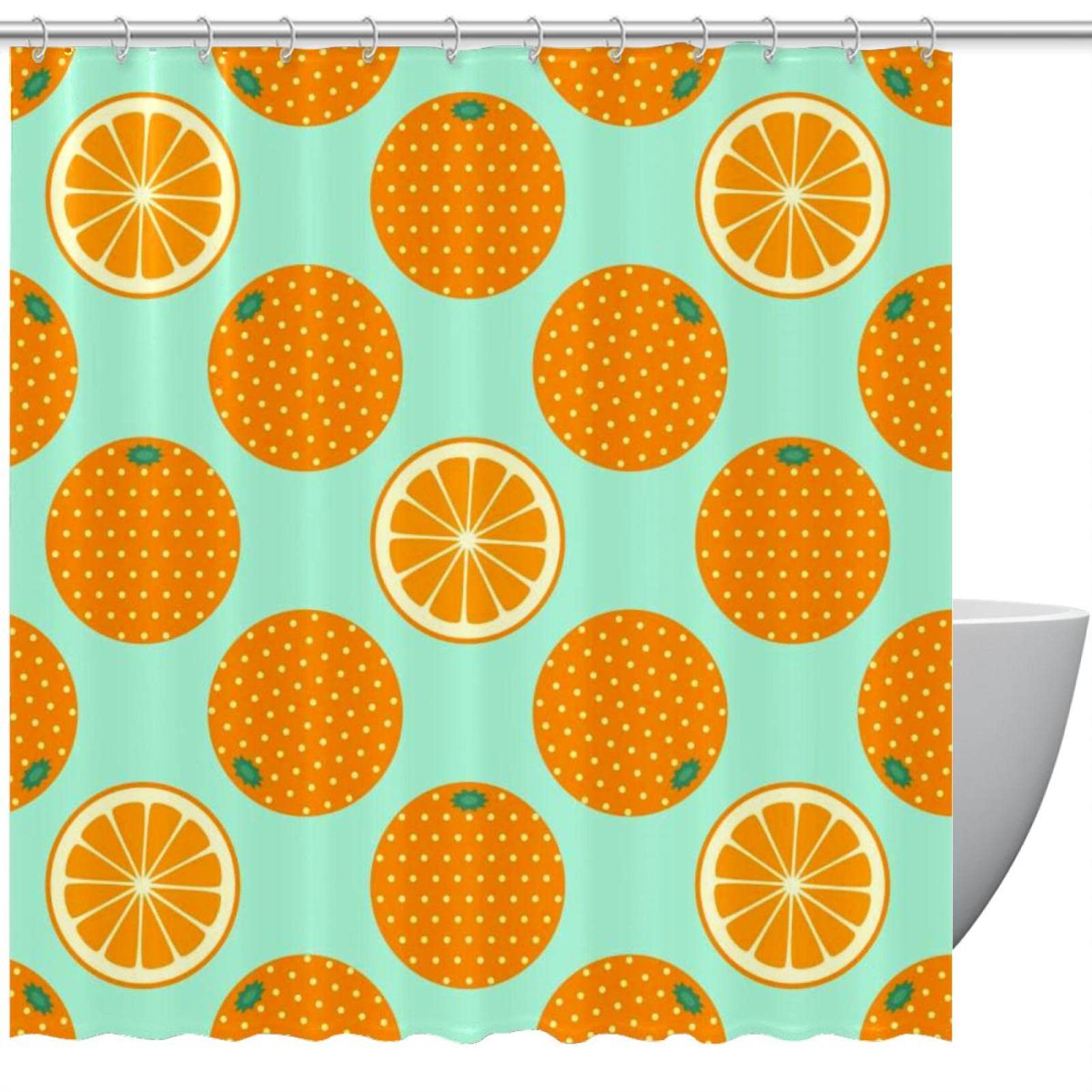 Rideau de douche anti moisissure et imperméable motif orange 183cm