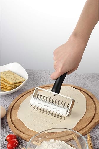 Miniatura 5 de AMPSEVEN - Rodillo para masa de pizza – Rodillo profesional de acero inoxidable para pastelería con espiga para hornear galletas caseras para hacer