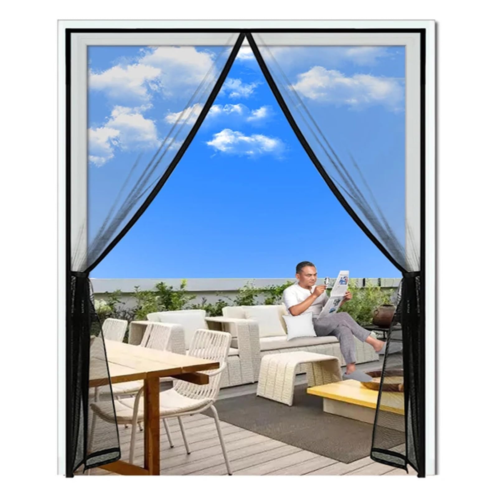 Door Fly Screen Strong Magnetic Door Screen Mosquito Net Large Curtain Fly Insect Auto Closing Invisible Mesh for Outdoor Gazebo
