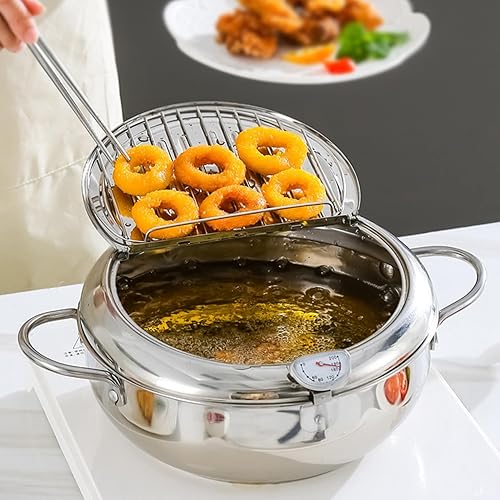 Miniatura 9 de Freidora Olla japonesa olla japonesa Mini sartén de acero inoxidable Olla de freír temperatura controlada para el hogar Tempura Sartén Termómetro