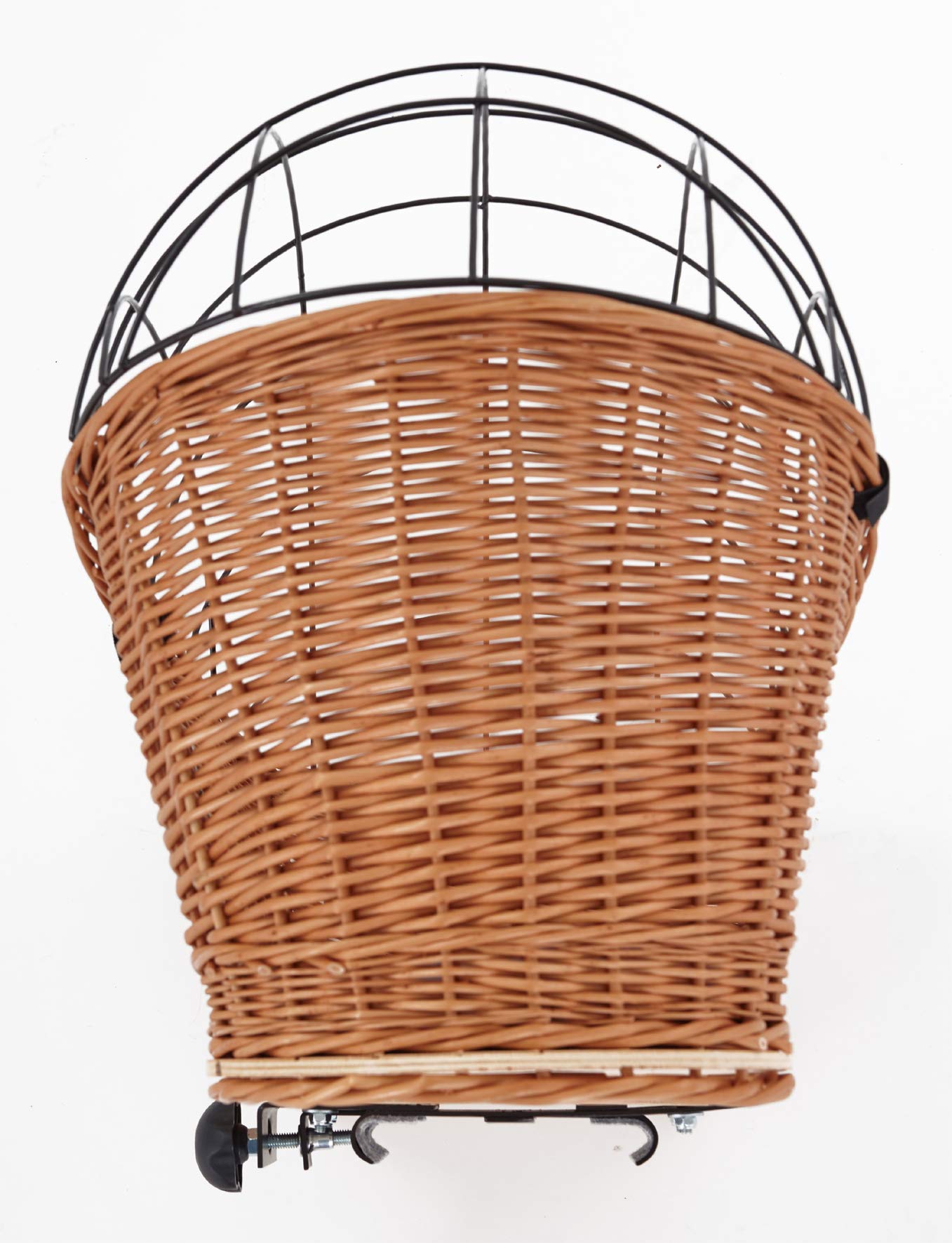 Tigana - Hundefahrradkorb für Gepäckträger aus Weide Natur 56 x 36 cm mit Metallgitter Tierkorb Hinterradkorb Hundekorb für Fahrrad (N-S) (XL + Kissen + Einlage G1)