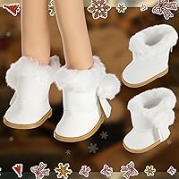 Vista 6 de Bencailor 3 pares de zapatos de muñeca de 18 pulgadas, botas de invierno, botas de nieve, accesorios de Navidad para vestir (negro, blanco y marrón)