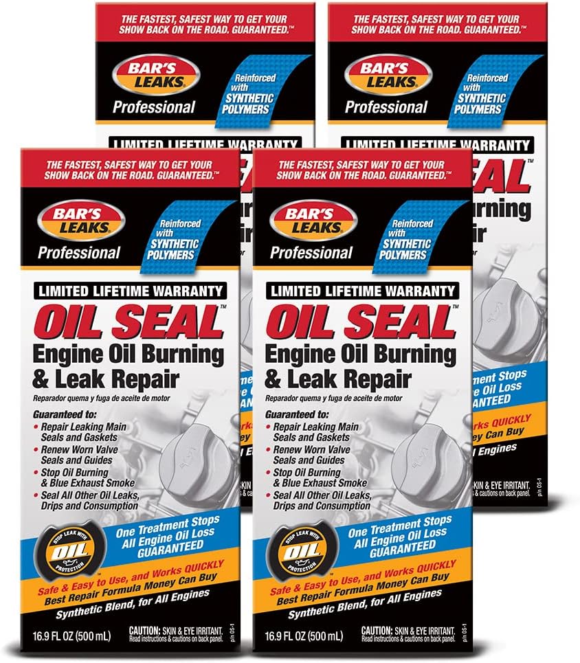 Bar's Leaks OS-1 Oil Seal Leak Repair - Stops Oil Burning, Blue Smoke & Leaks in Gas/Diesel Engines, 16.9oz 4-Pack