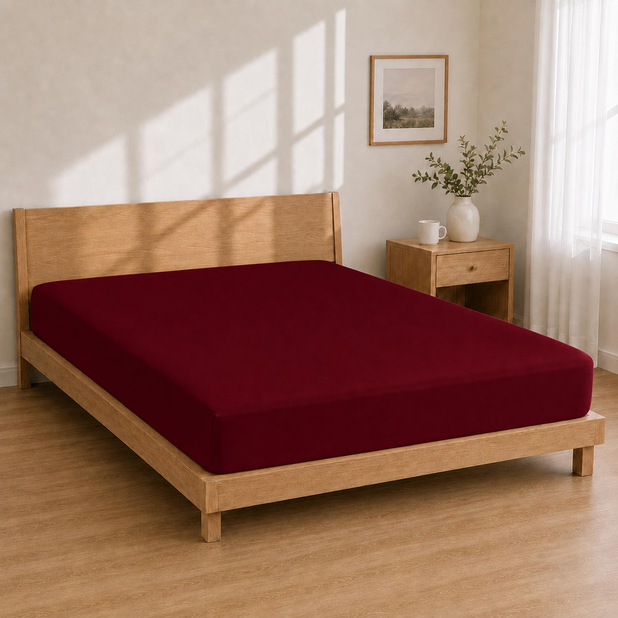 Microfibre Fitted Sheet 180 x 190 + 25 - Box Spring Sheet Bordeaux