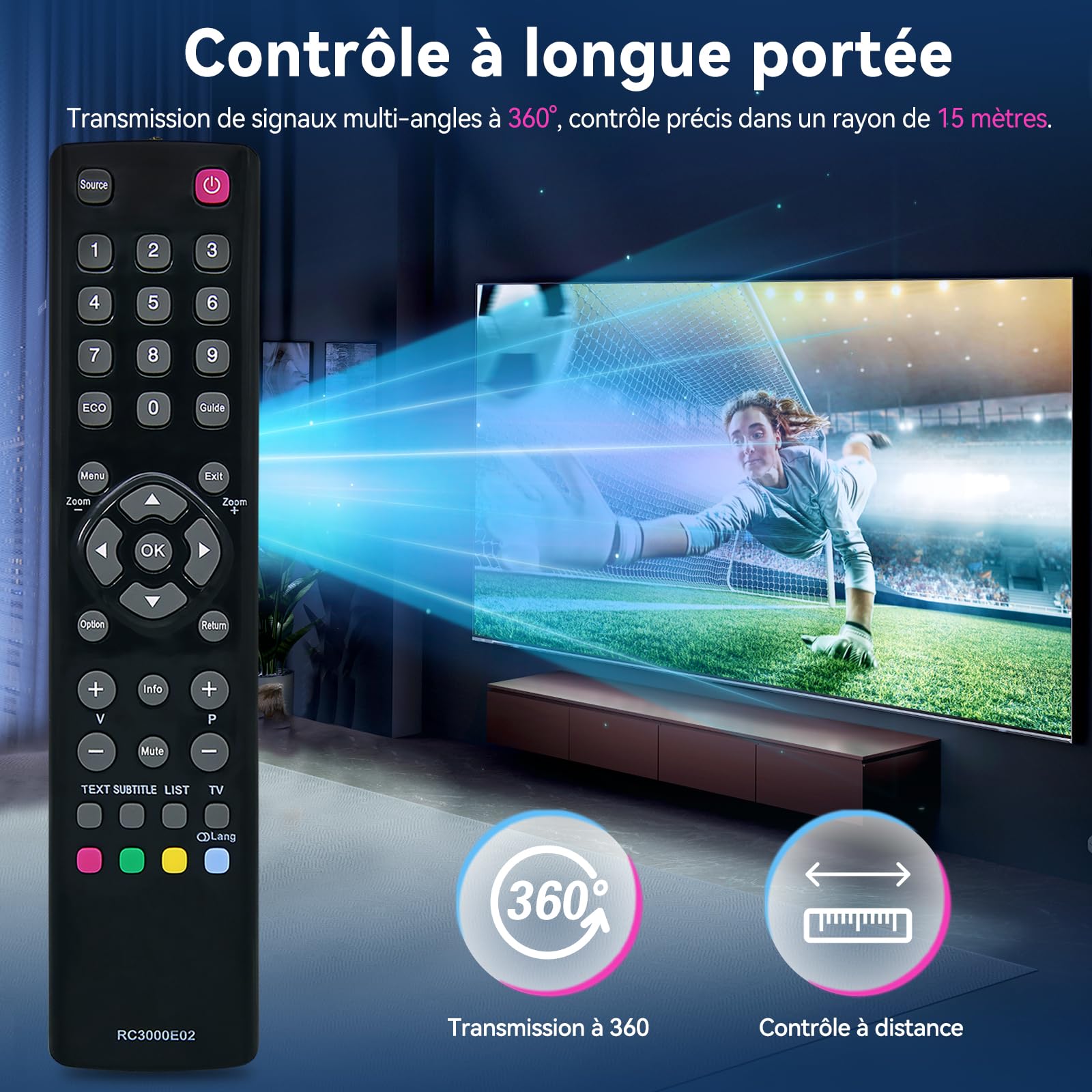 RC3000E02 04TCLTEL0223 - Telecomando Universale Sostitutivo Per TV Thomson LCD LED - 3