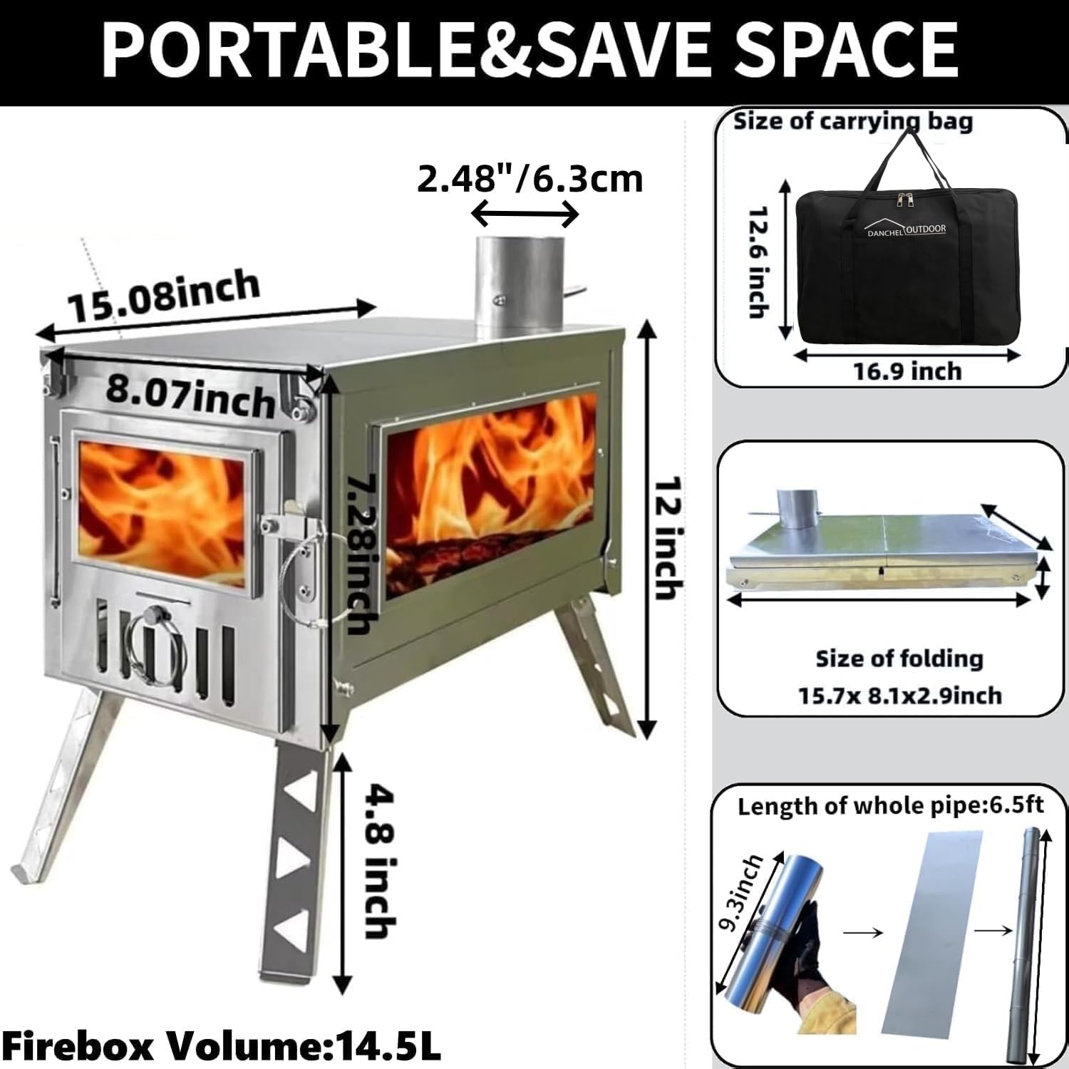 DANCHEL OUTDOOR ポータブル薪ストーブ Amazon.co.jp: DANCHEL OUTDOOR HS6 ポータブルテント 木製 キャンプ