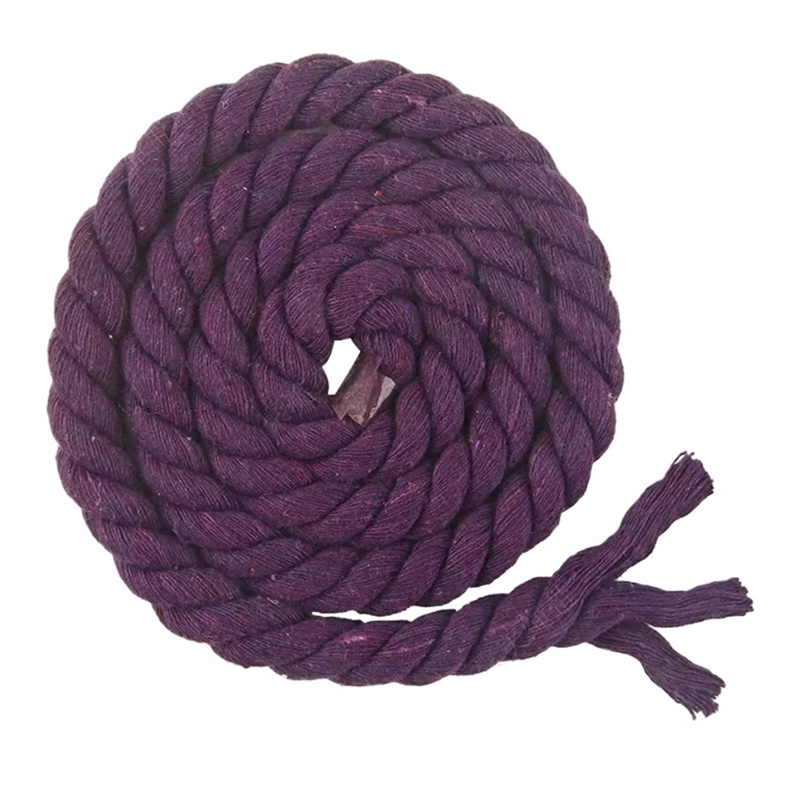 Cotton Macrame Cord 5Meters 5-20mm 3 Shares Twisted Cotton Rope Bag Knapsack Braided Cord DIY Craft Dark Decoration Macrame Ropes Cords Material(Purple,20mm-5Meters)