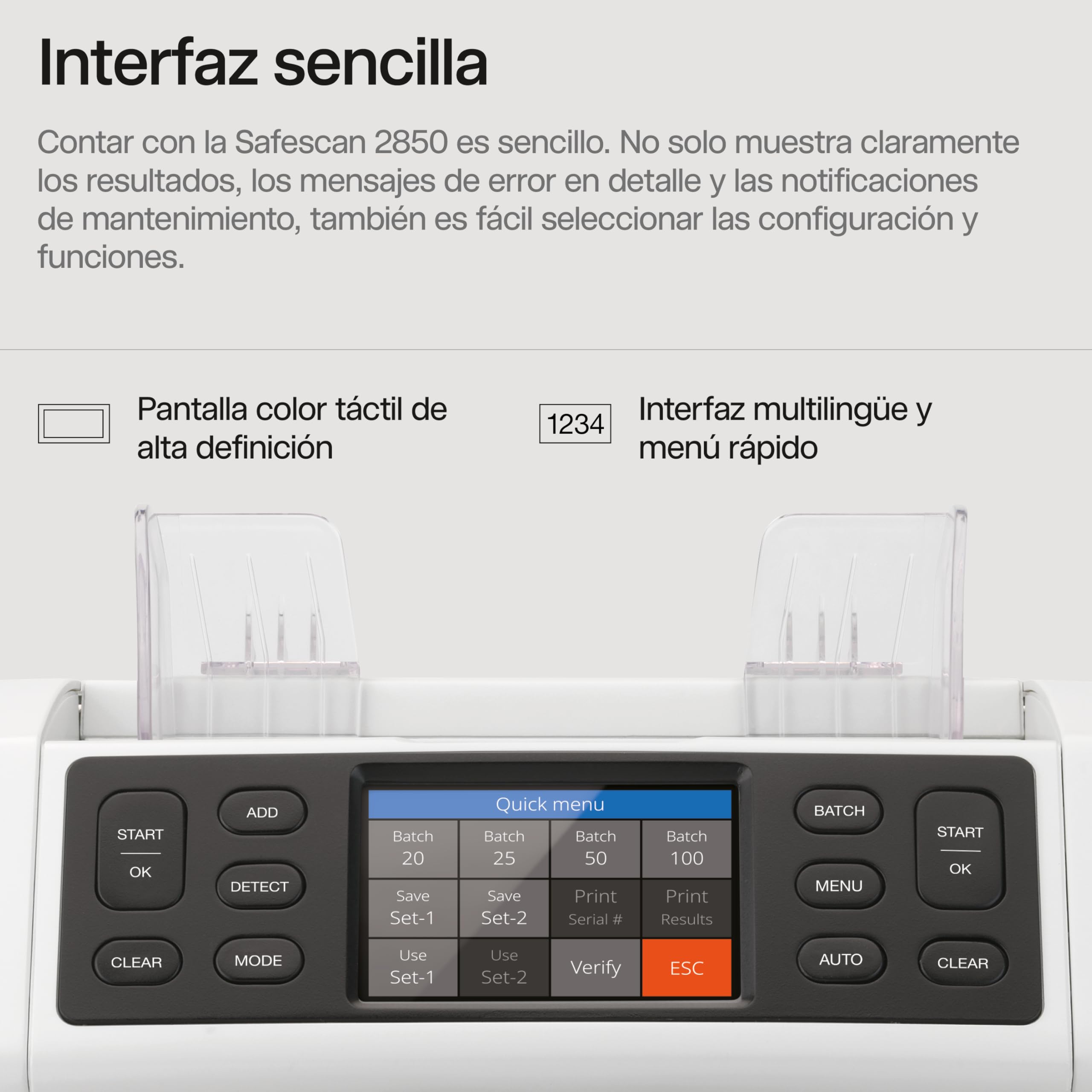 Safescan 2850 Contadora de billetes clasificados detectora de billetes falsos 3 puntos máquina contar billetes interfaz multilingüe