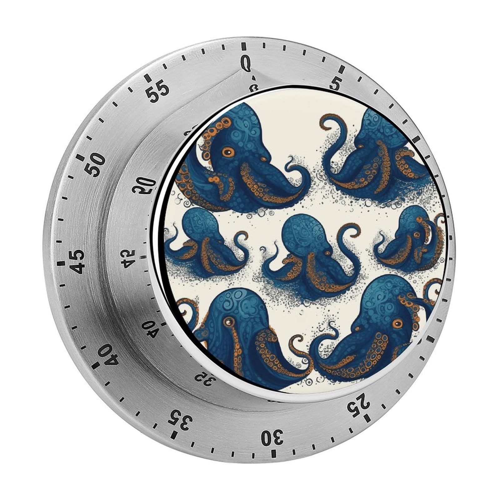 Tentacles Octopus Visual Timer Chef Cooking Timer Clock with Loud Alarm Mechanical Desk Timers Countdown Reminder Magnetic Exquisite Stainless Steel Body Timers