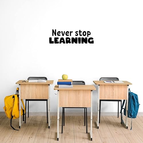 Miniatura 2 de Calcomanía de vinilo para pared, diseño de «Never Stop Learning», 8 x 25 pulgadas, calcomanía moderna y divertida con cita inspiradora para el