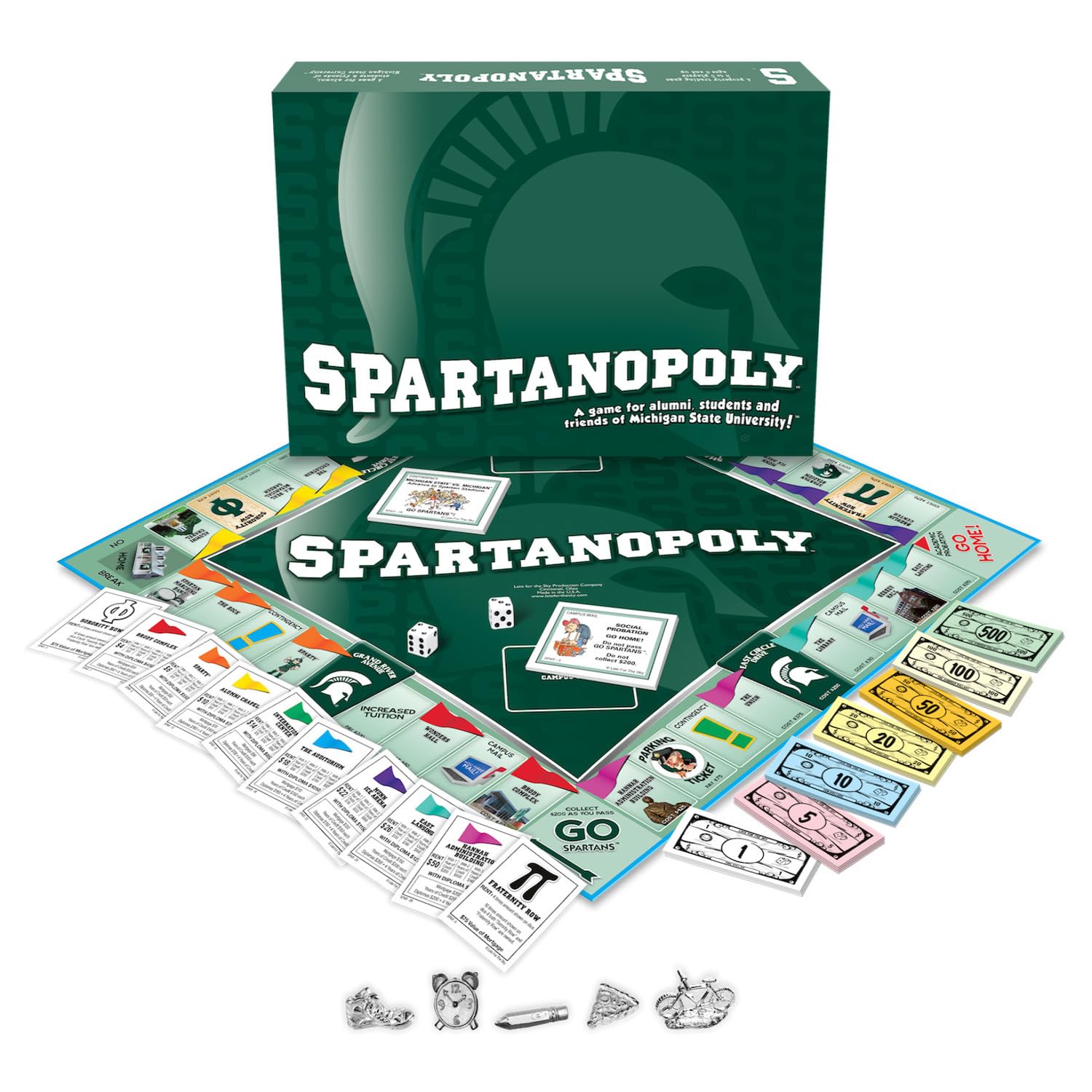Late for the Sky Spartanopoly Board Game – Michigan State University Edition, 2-6 Players Family Strategy, Campus Theme Collectible