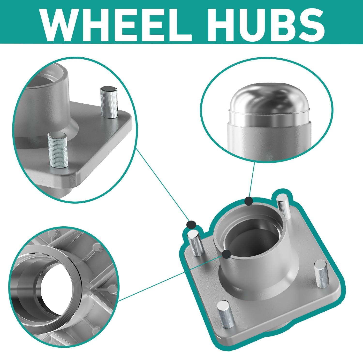 DRIVE UP Club Car DS Front Hub Assembly, Golf Cart Front Wheel Hub with Bearings Seals Kit for Club Car DS 1981-2003 Gas and Electric Golf Carts, OEM 1011892