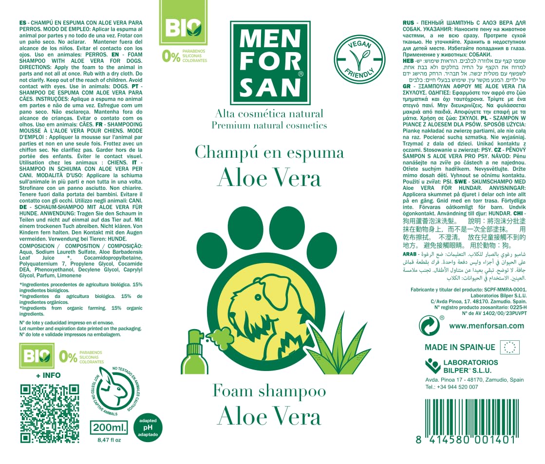 MENFORSAN Szampon w piance z aloesem - Psy i Koty - 200 ml