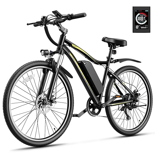 Heybike Cityscape Electric Bike for Adults 350W Electric City Cruiser Bicycle-Up to 40 Miles- Removable Battery, Shimano 7-Speed and Dual Shock Absorber, 26" Electric Commuter Bike for Adults