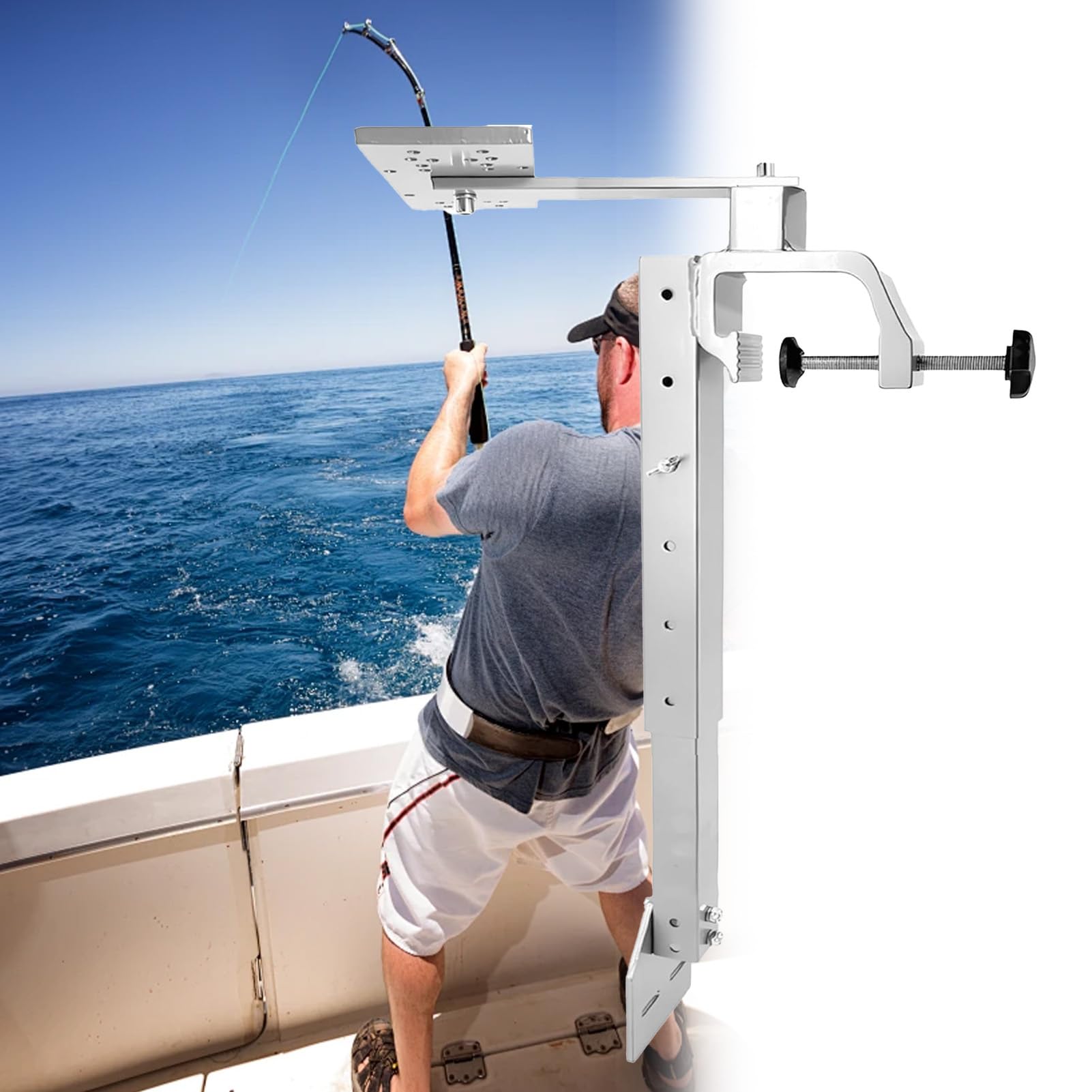 Fischfinder-Halterung für Kajak-Schienen 360° Drehbare Höhenverstellbare | Echolot-Halterung Für Kajak Boot Binnengewässer Kanu Fluss See Pontonboot Jolle Schlauchboot Salzwasserangeln H