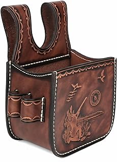TOURBON Vintage Leather Ammo Pouch Belt Shotgun Shell Holder Bag for Sporting Clay Trap Skeet Shooting - TOURBON